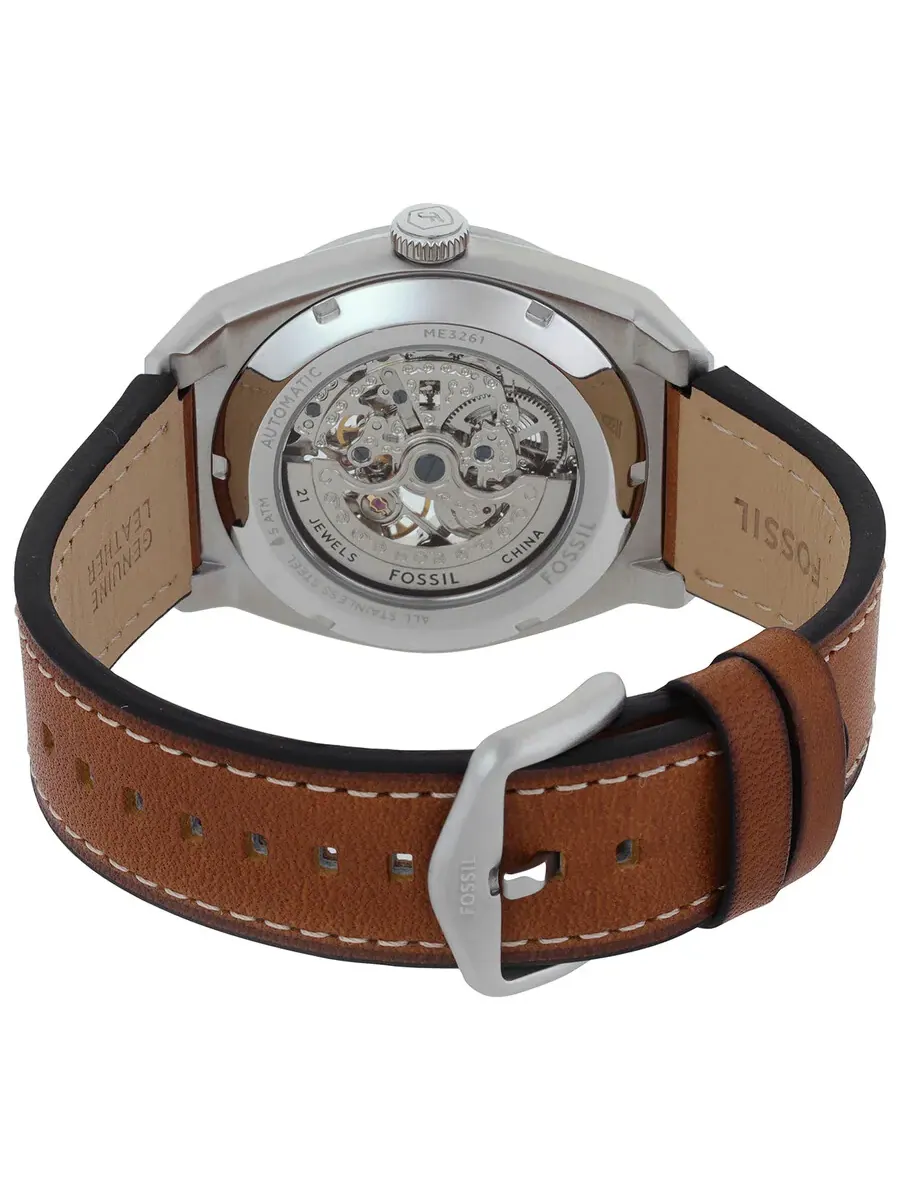 Мужские часы Fossil Everett Automatic с зеленым циферблатом ME3261 — изображение 3 из 3, оттенок серебряный