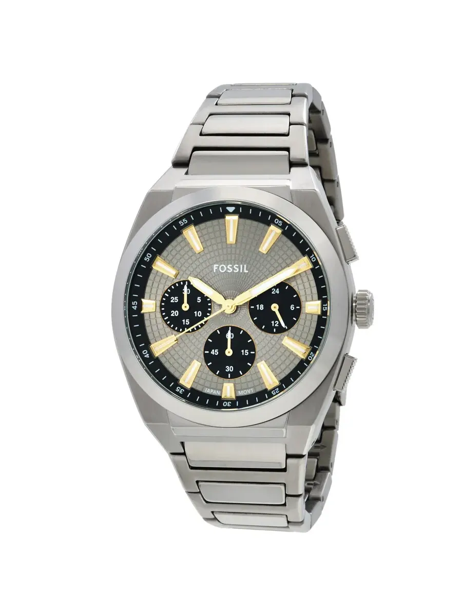 Мужские часы Fossil Everett Chronograph Quartz с серым циферблатом FS6128