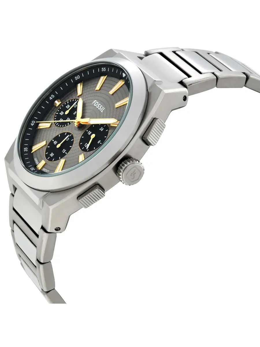 Мужские часы Fossil Everett Chronograph Quartz с серым циферблатом FS6128 — изображение 2 из 3, оттенок серебряный