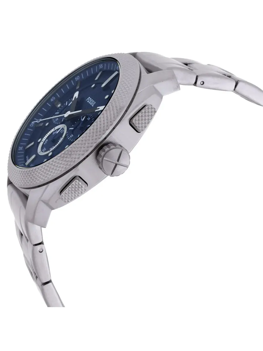 Мужские часы Fossil Machine с хронографом, кварцевые, с синим циферблатом FS6096 — изображение 2 из 3, оттенок серебряный