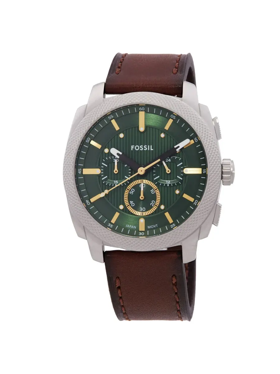 Мужские кварцевые часы Fossil Machine Chronograph с зеленым циферблатом FS6100