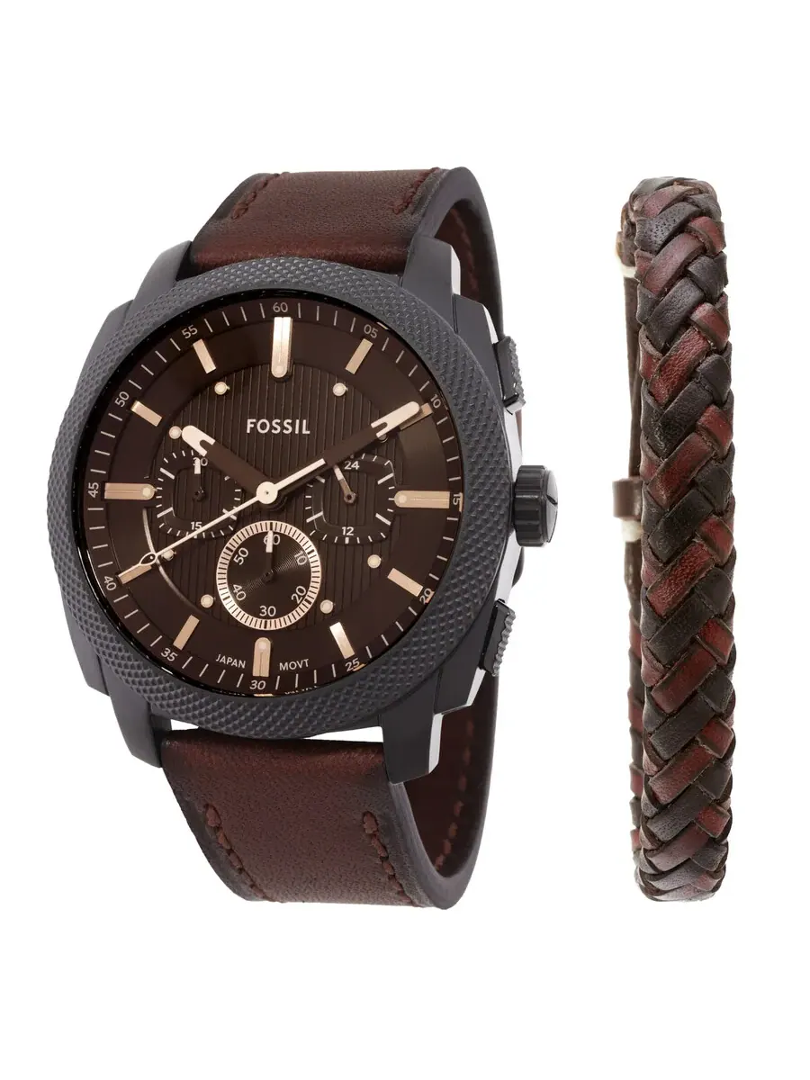 Мужские часы Fossil Machine Chronograph Quartz и набор браслетов FS6102SET