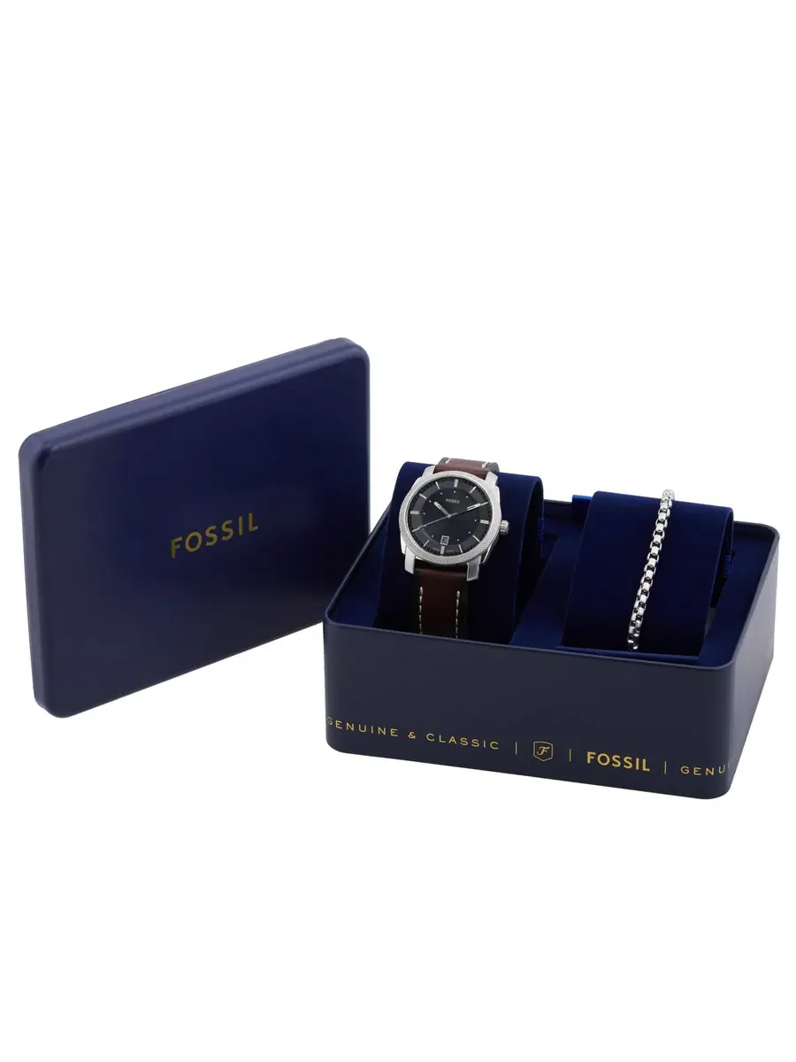 Женские часы Fossil Machine с кварцевым механизмом, черным циферблатом FS6081SET — изображение 4 из 4, оттенок серебряный