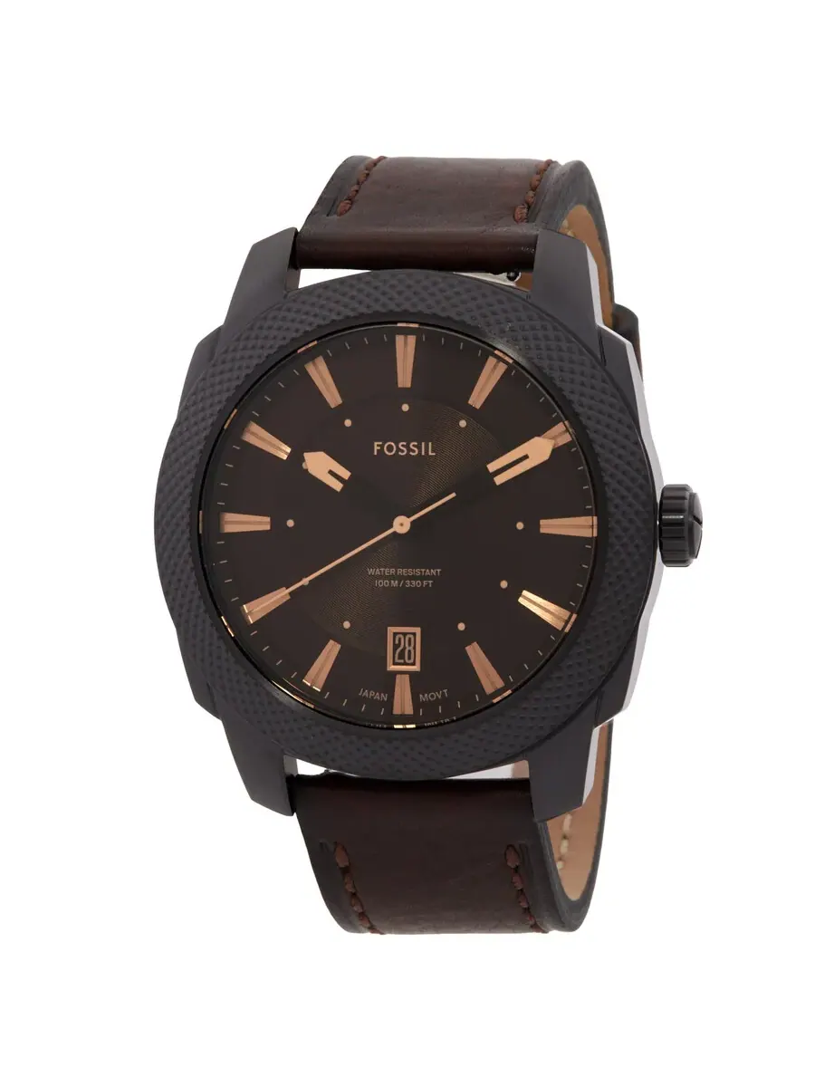 Мужские часы Fossil Machine с кварцевым механизмом и коричневым циферблатом FS5972