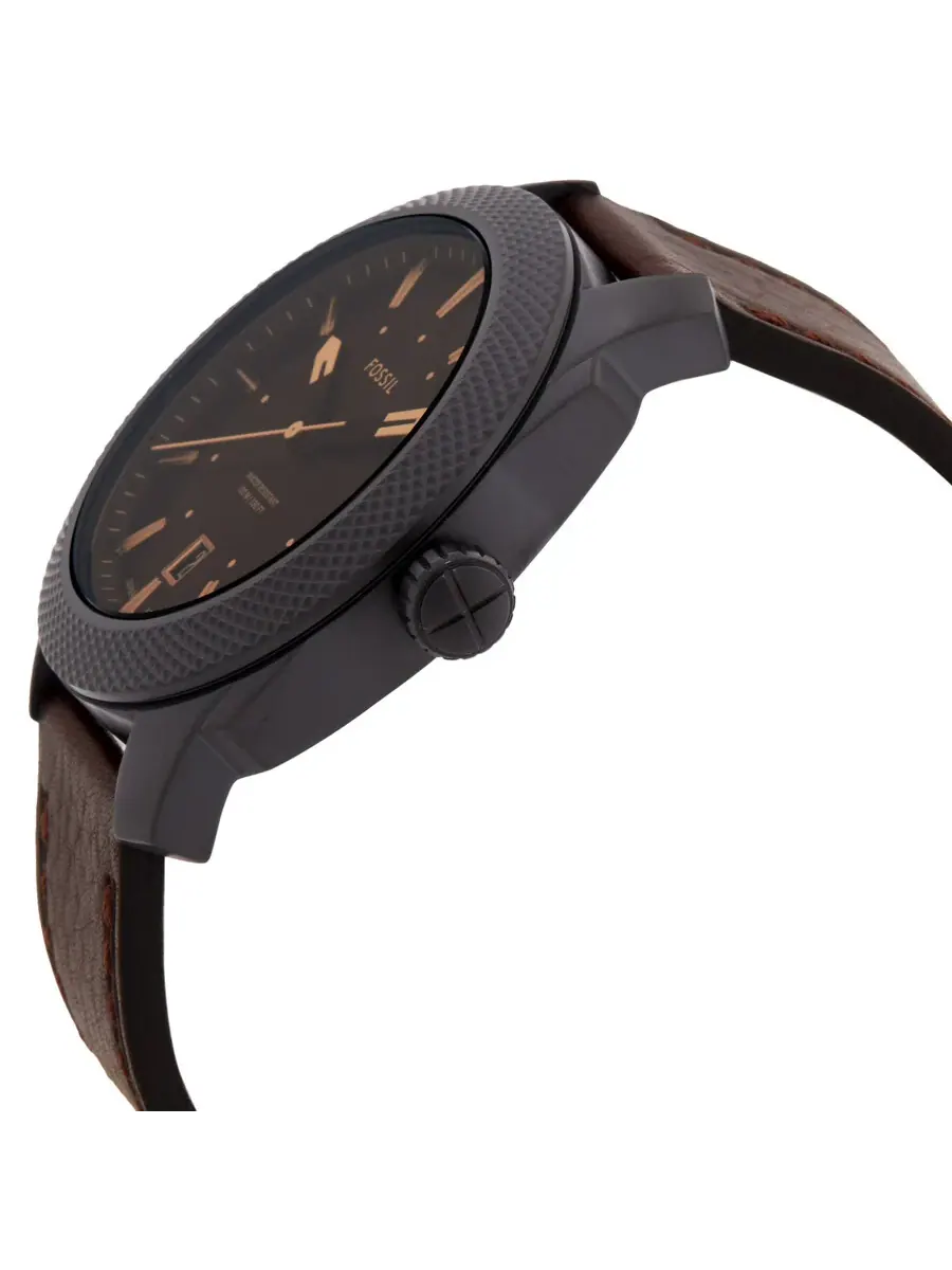 Мужские часы Fossil Machine с кварцевым механизмом и коричневым циферблатом FS5972 — изображение 2 из 3, оттенок черный
