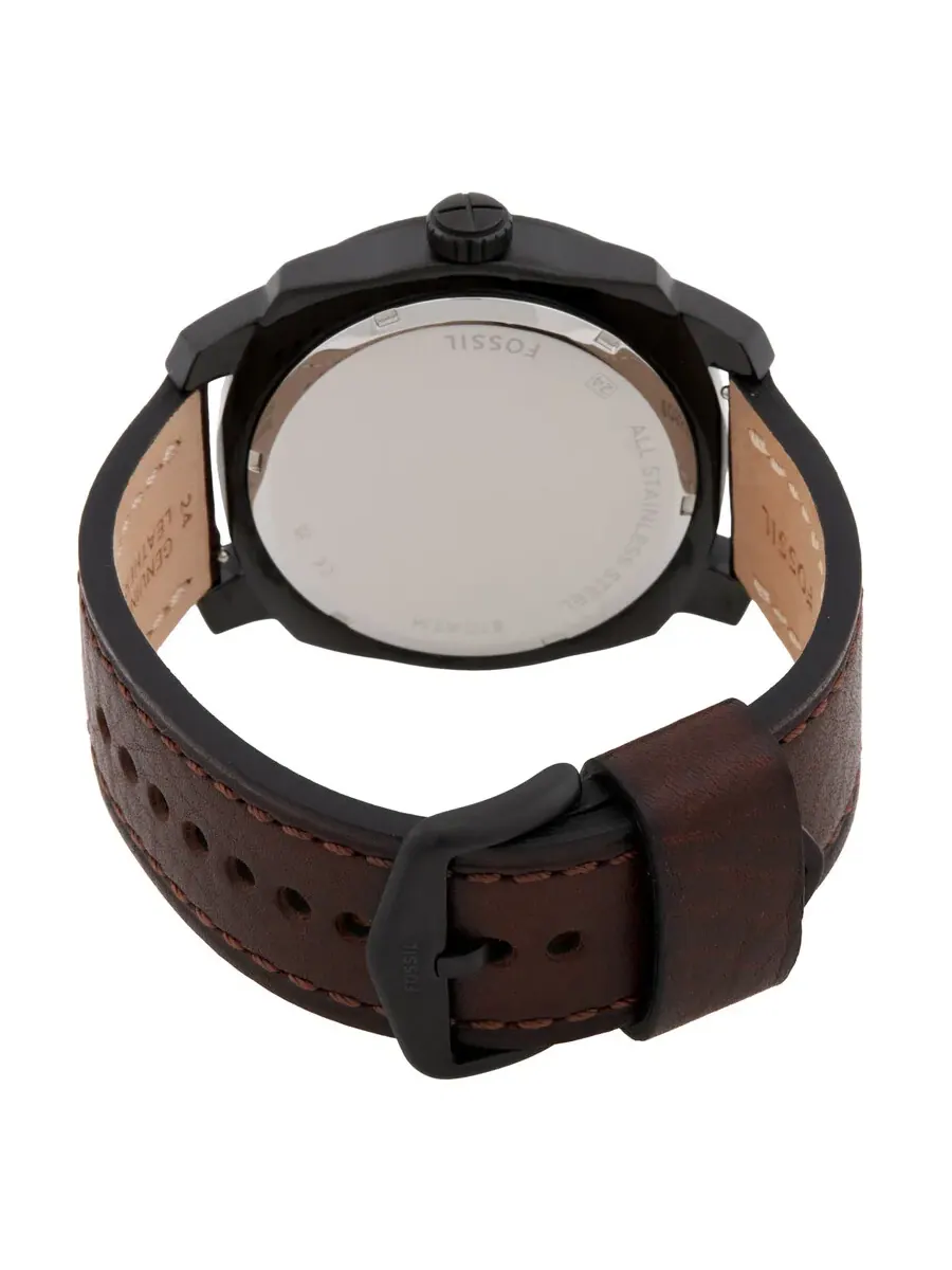 Мужские часы Fossil Machine с кварцевым механизмом и коричневым циферблатом FS5972 — изображение 3 из 3, оттенок черный