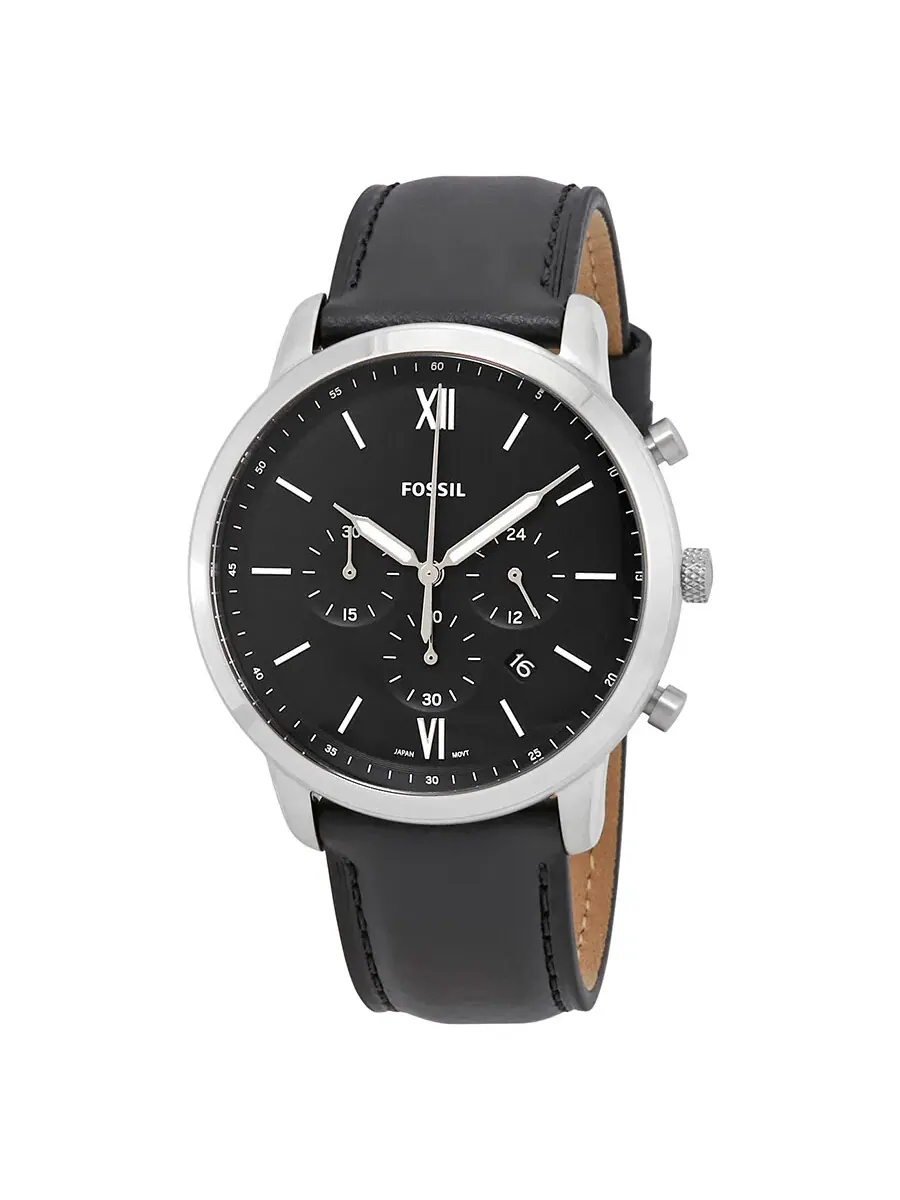 Мужские часы Fossil Neutra Chronograph Quartz с черным циферблатом FS5452