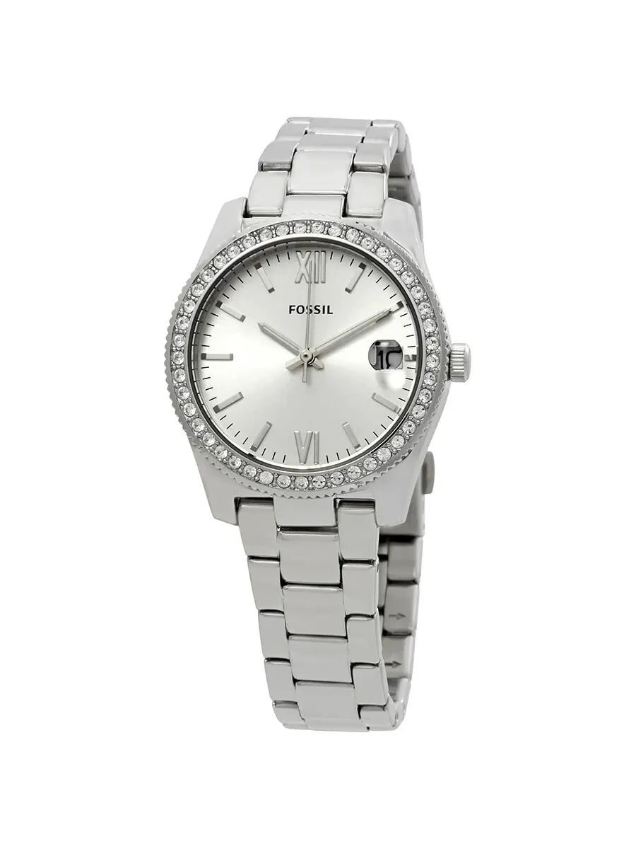 Женские часы Fossil Scarlette с серебристым циферблатом из кристалла ES4317