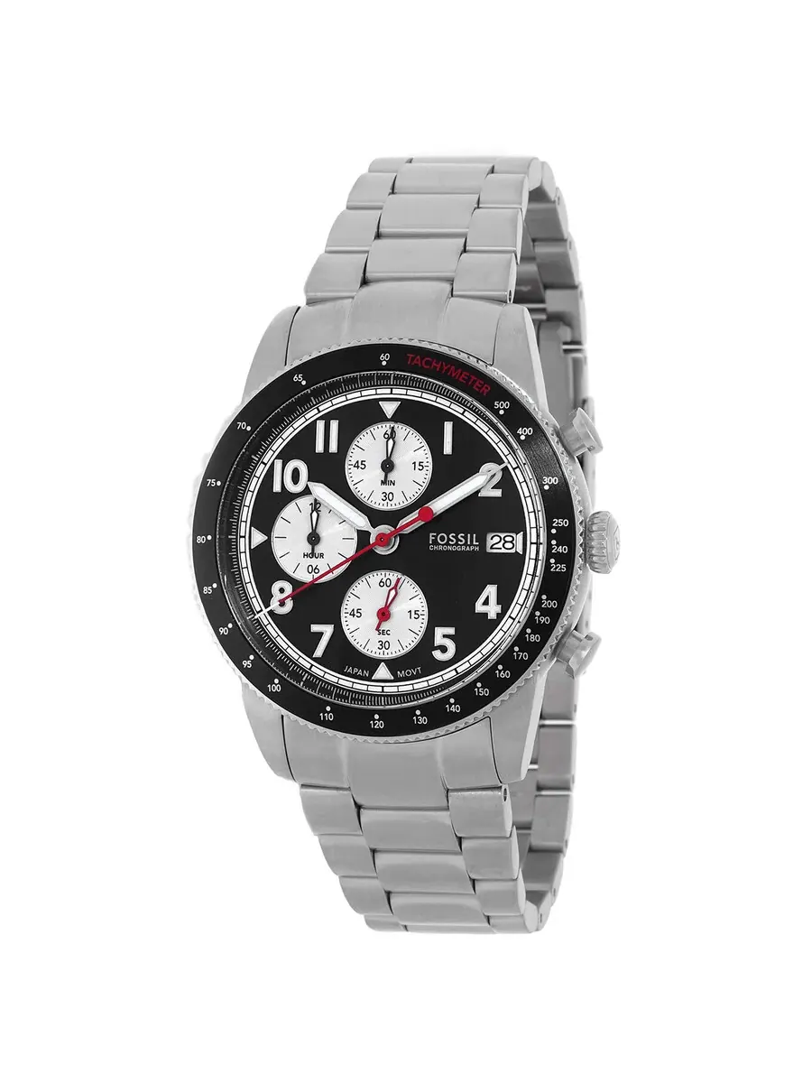 Мужские часы Fossil Sport Tourer Chronograph Quartz с черным циферблатом FS6045