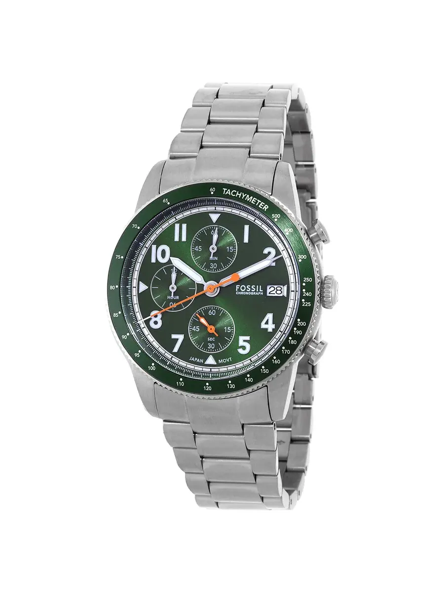Мужские часы Fossil Sport Tourer Chronograph Quartz с зеленым циферблатом FS6048