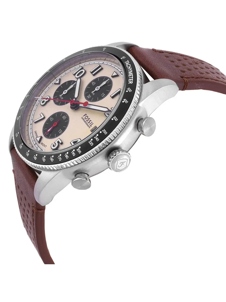 Мужские часы Fossil Sport Tourer Chronograph Quartz с белым циферблатом FS6042 — изображение 2 из 3, оттенок черный