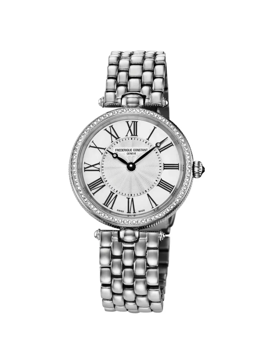 Женские часы Frederique Constant Art Deco Quartz с бриллиантами FC-200MPW2ARD6B — серебристый