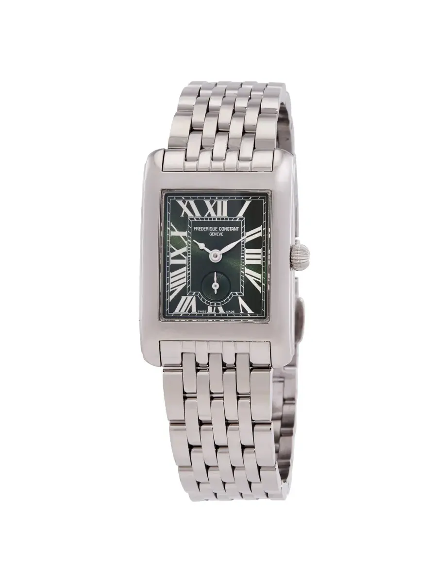 Часы Frederique Constant Classics Carree Quartz с зеленым циферблатом FC-235GR2C6B — серебристый