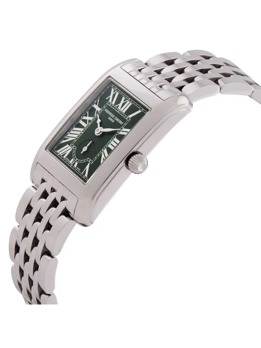 Часы Frederique Constant Classics Carree Quartz с зеленым циферблатом FC-235GR2C6B — изображение 2 из 3, оттенок серебряный