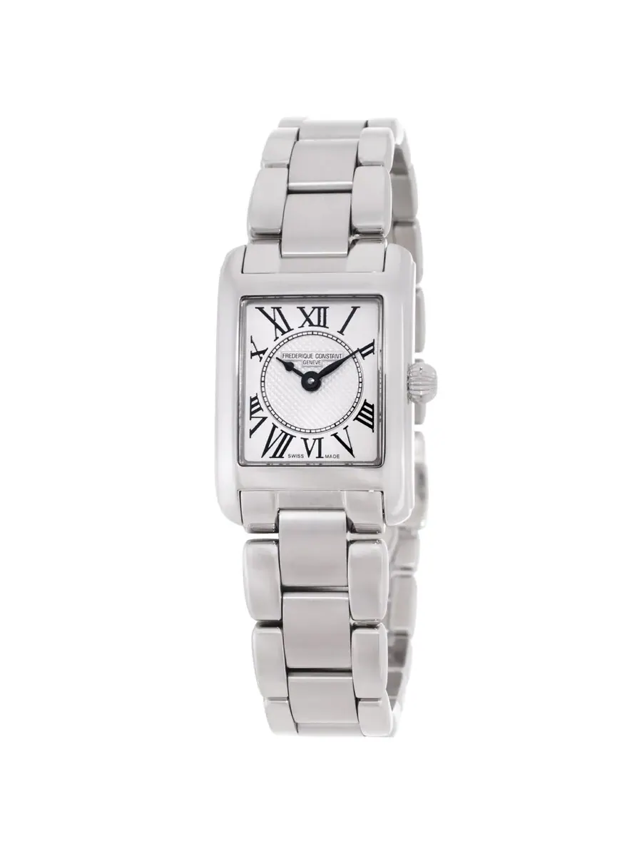 Женские часы Frederique Constant Classics Carree Quartz с белым циферблатом FC-200MC26B — серебристый