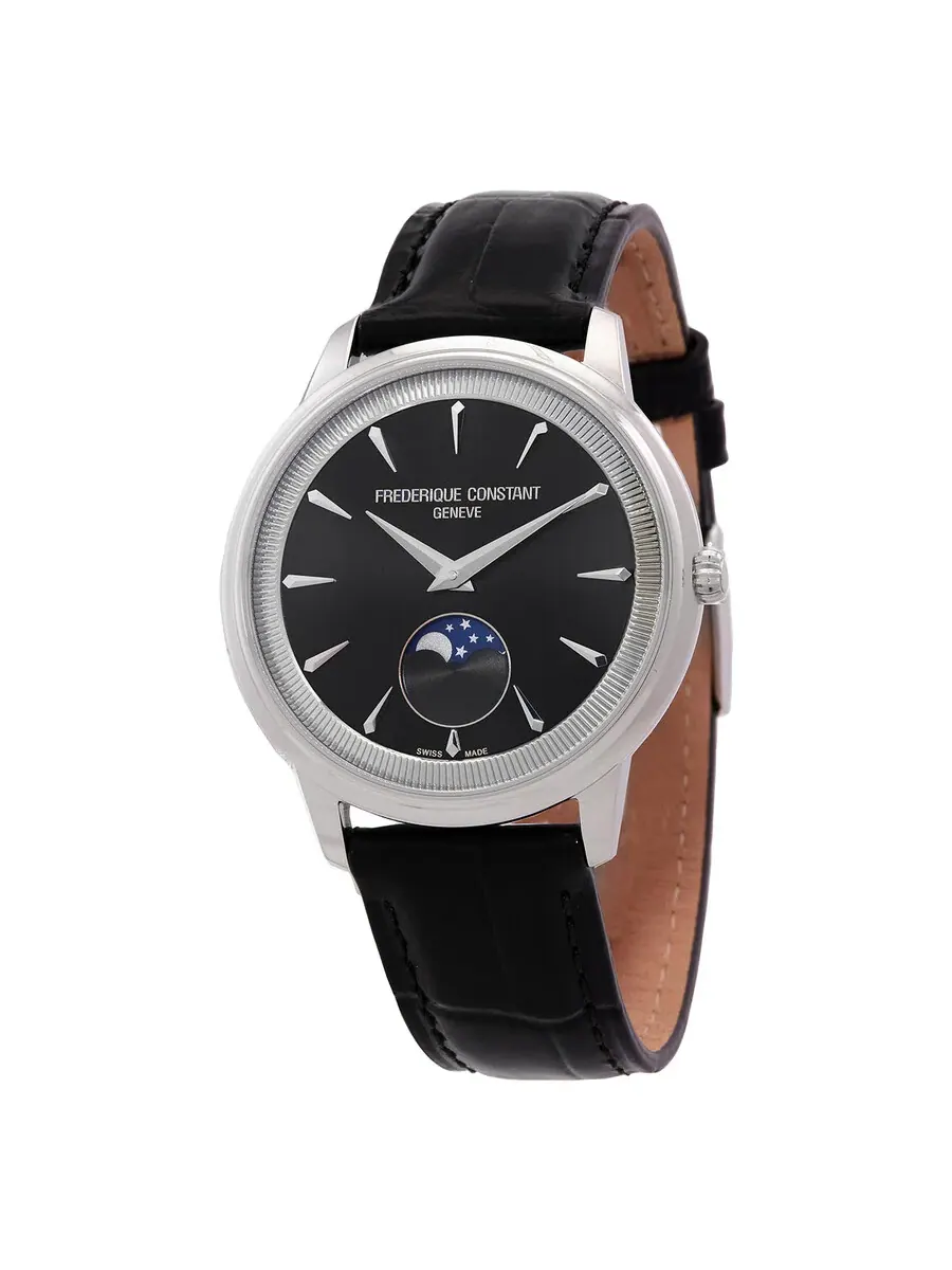 Часы Frederique Constant Classics Moneta Moonphase Quartz с черным циферблатом FC-206B3S6