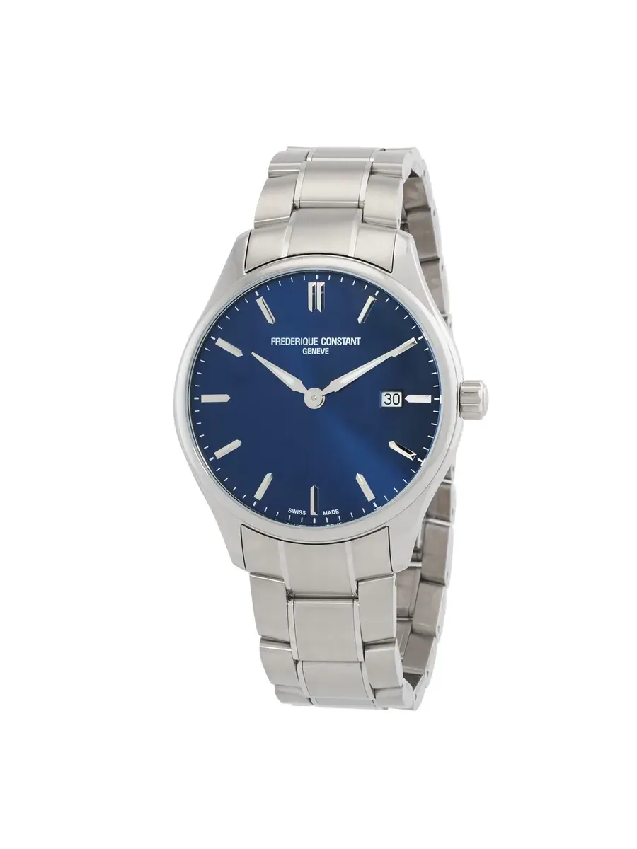 Мужские часы Frederique Constant Classics Quartz с синим циферблатом FC-220NS5B6B — серебристый