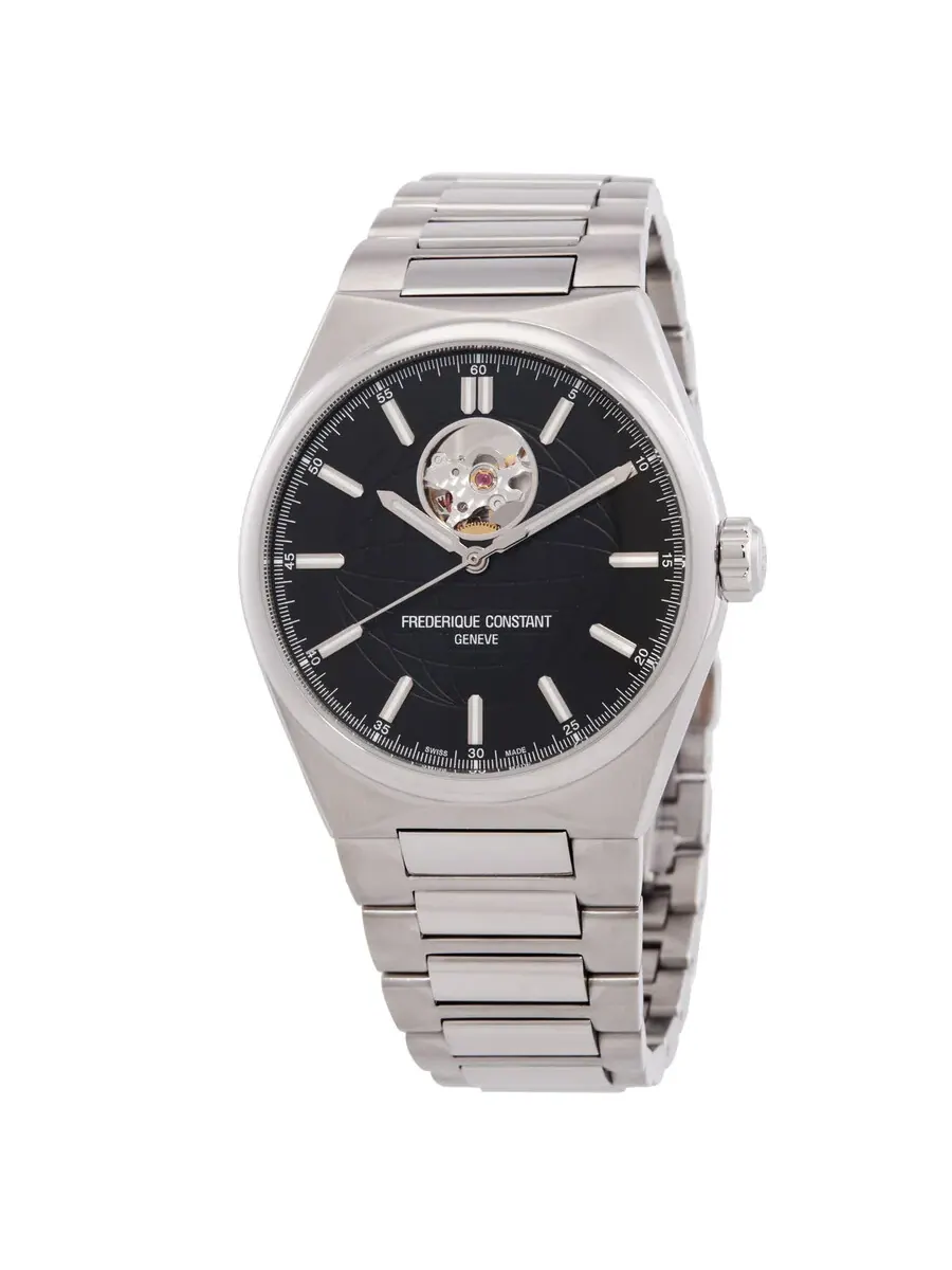 Мужские автоматические часы Frederique Constant Highlife Heart Beat с черным циферблатом FC-310B4NH6B — серебристый