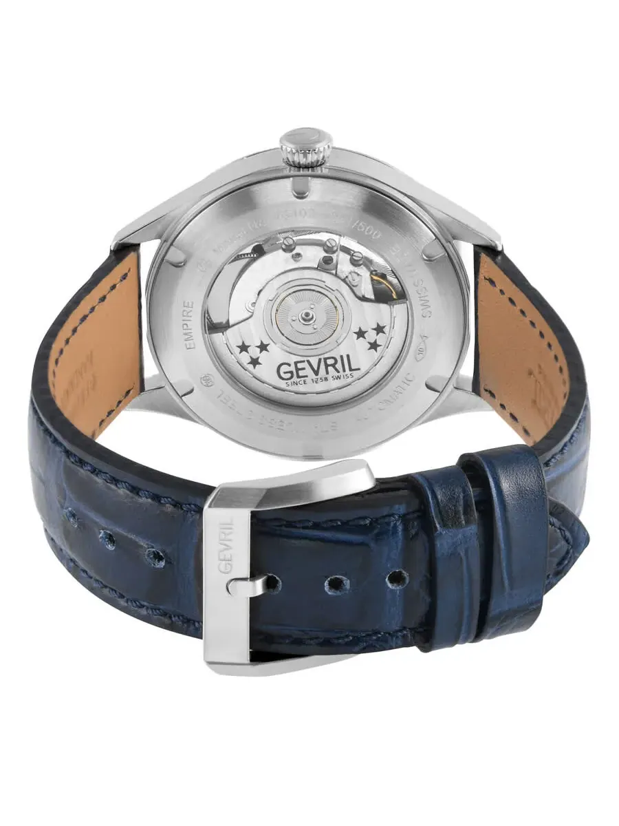 Мужские часы Gevril Empire Automatic с синим циферблатом 48102 — изображение 2 из 3, оттенок серебряный