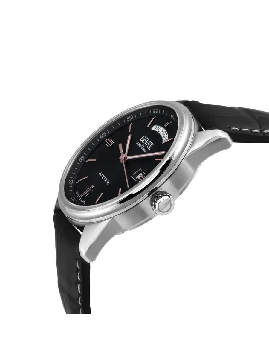 Мужские часы Gevril Excelsior Automatic с черным циферблатом 48200 — изображение 3 из 3, оттенок серебряный