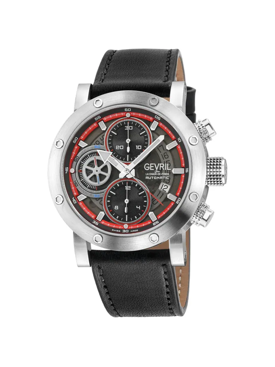 Мужские часы Gevril Flat Iron Chronograph Automatic с серым циферблатом 43710