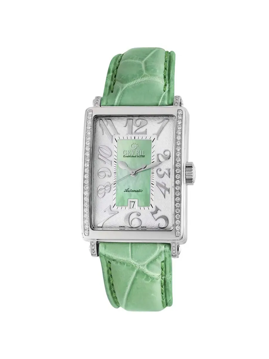 Женские часы Gevril Glamour Automatic с зеленым циферблатом 6206NE