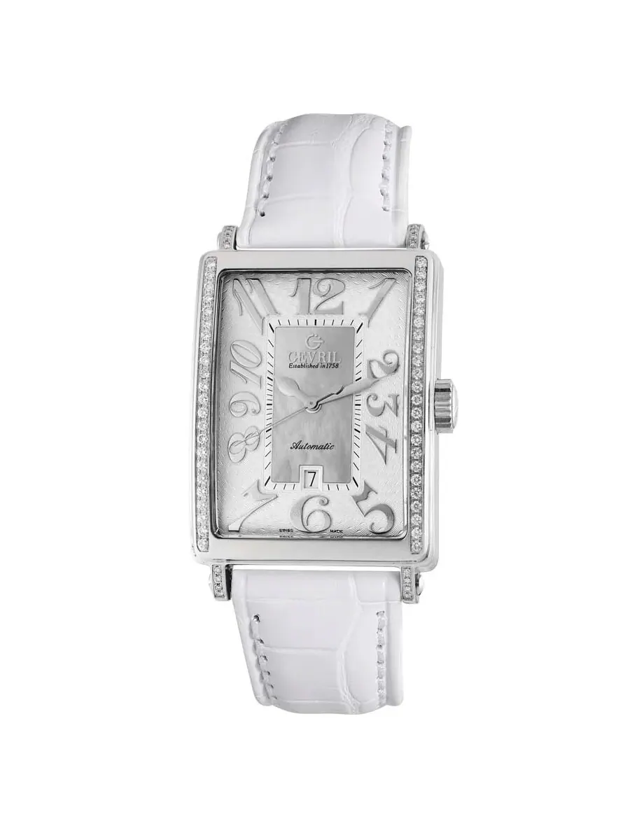Женские автоматические часы Gevril Glamour с белым циферблатом, модель 6209NE