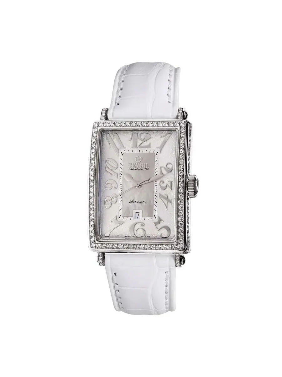 Женские часы Gevril Glamour Automatic с белым циферблатом 6209NV
