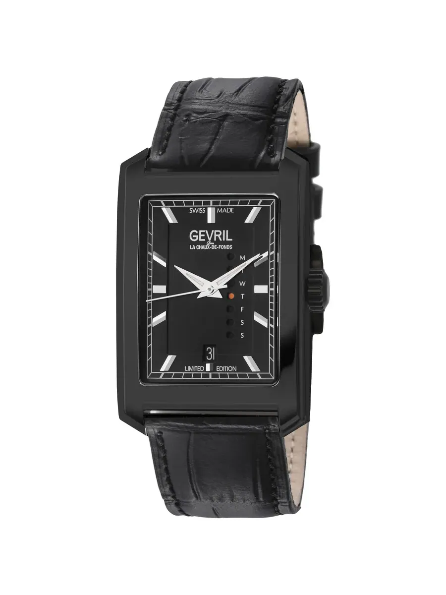 Мужские часы Gevril Manhattanhenge Automatic с черным циферблатом 371.65.32