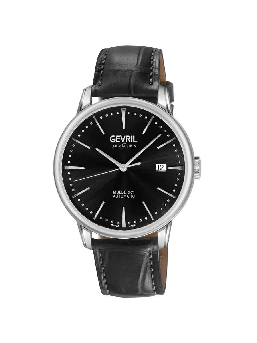 Мужские часы Gevril Mulberry Automatic с черным циферблатом 9620