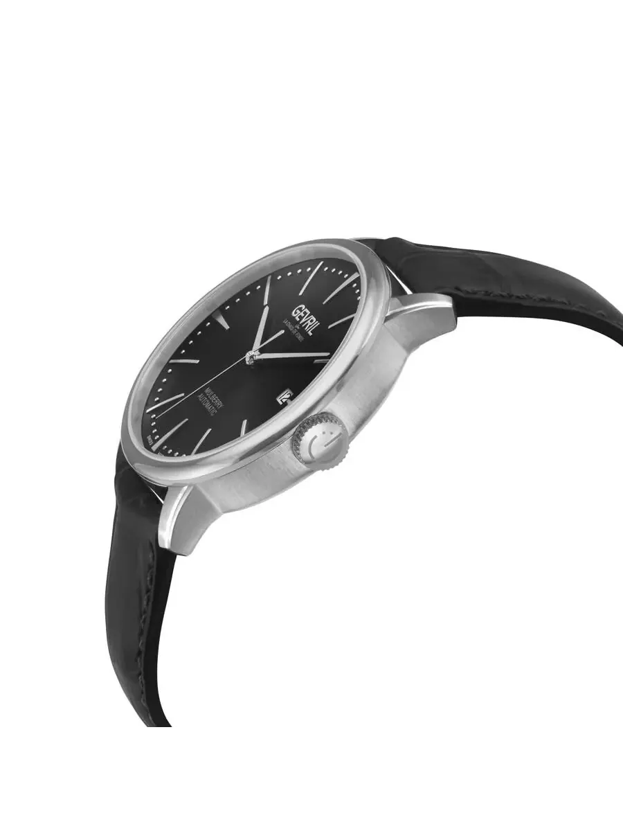Мужские часы Gevril Mulberry Automatic с черным циферблатом 9620 — изображение 3 из 3, оттенок серебряный