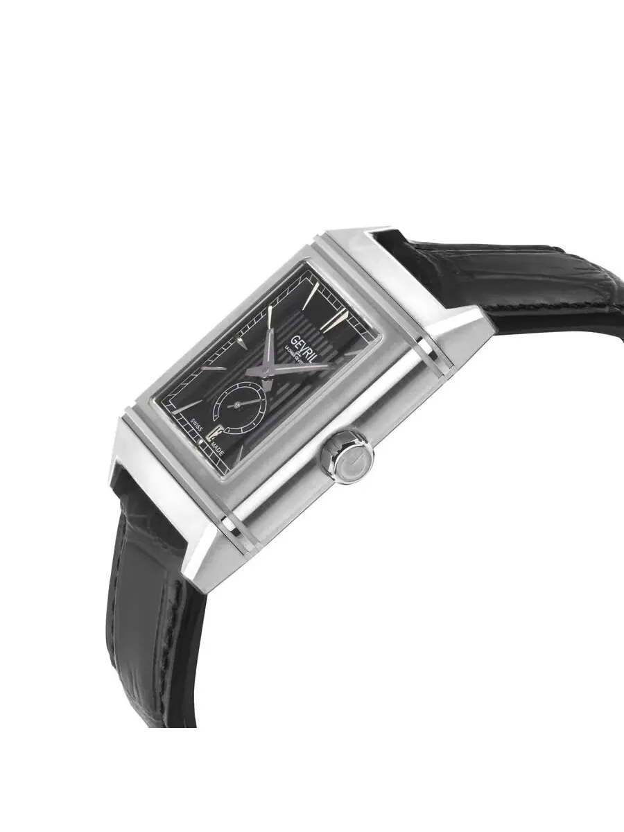 Мужские часы Gevril Time Square Automatic с черным циферблатом 49700 — изображение 3 из 3, оттенок серебряный