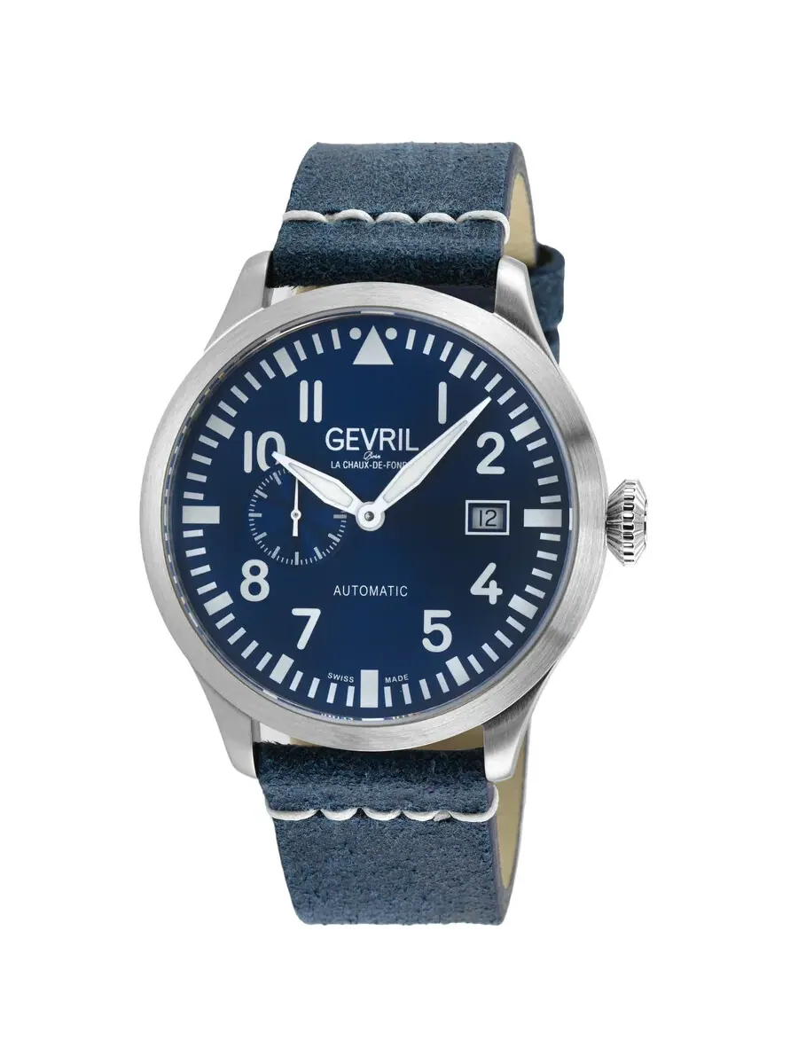 Мужские часы Gevril Vaughn Automatic с синим циферблатом 43513