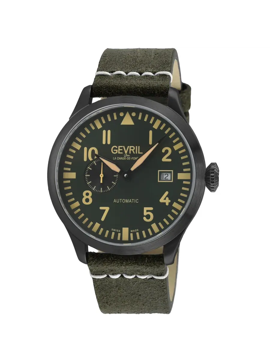 Мужские часы Gevril Vaughn Automatic с зеленым циферблатом 43516