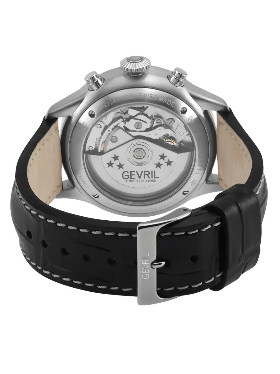 Мужские часы Gevril Vaughn Chronograph Automatic с черным циферблатом 47100 — изображение 3 из 3, оттенок серебряный