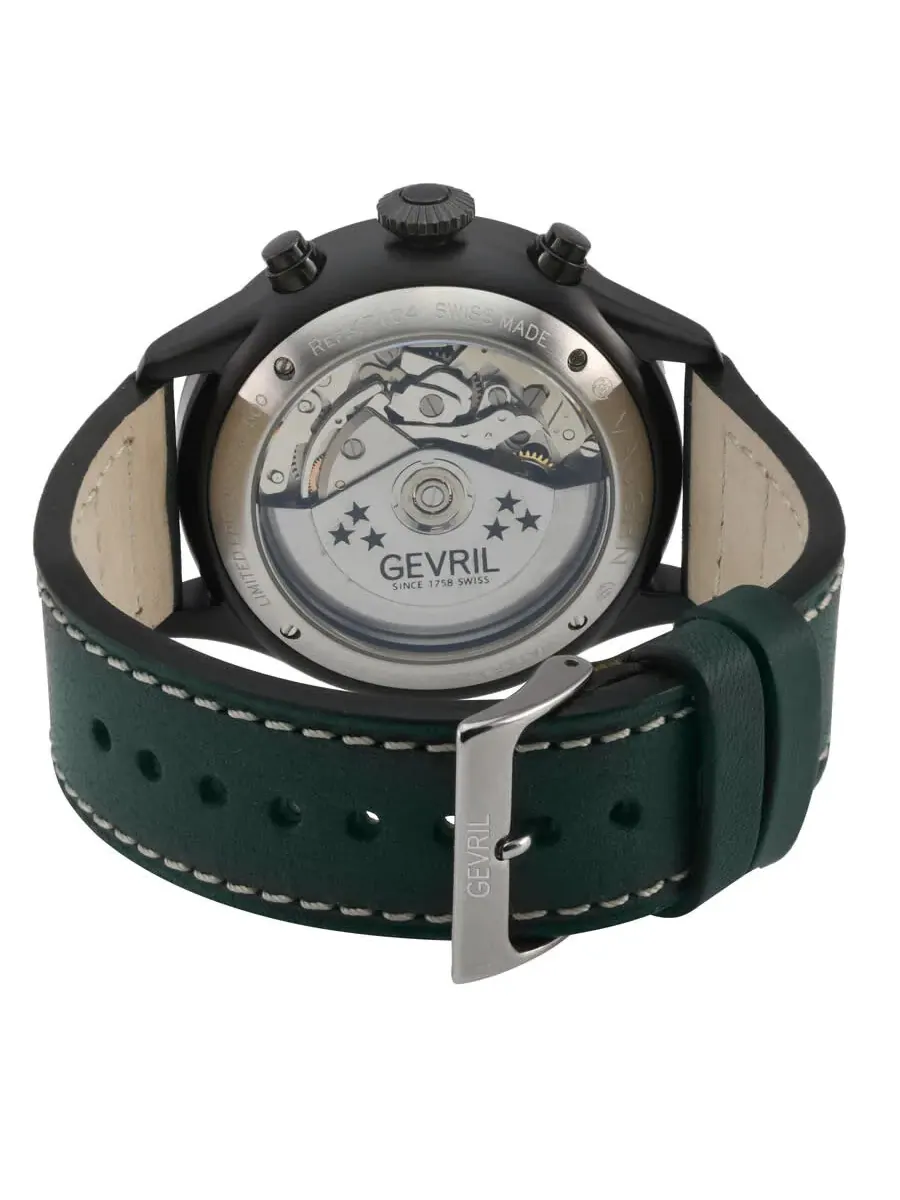 Мужские часы Gevril Vaughn Chronograph Automatic ETA 7750 с зеленым циферблатом 47104-1 — изображение 2 из 2, оттенок черный