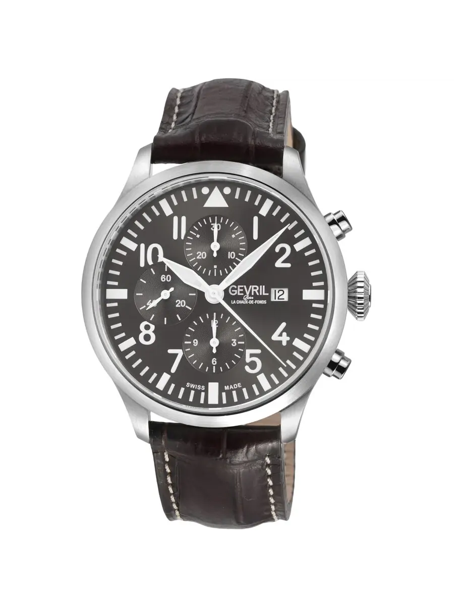 Мужские часы Gevril Vaughn Chronograph Automatic с серым циферблатом 47102-1