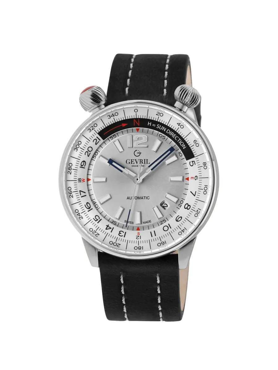 Мужские часы Gevril Wallabout Automatic с серебристым циферблатом 48560A