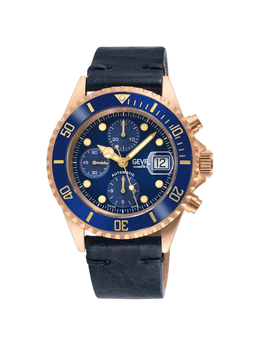 Мужские автоматические часы Gevril Wallstreet Chronograph с синим циферблатом, модель 4160