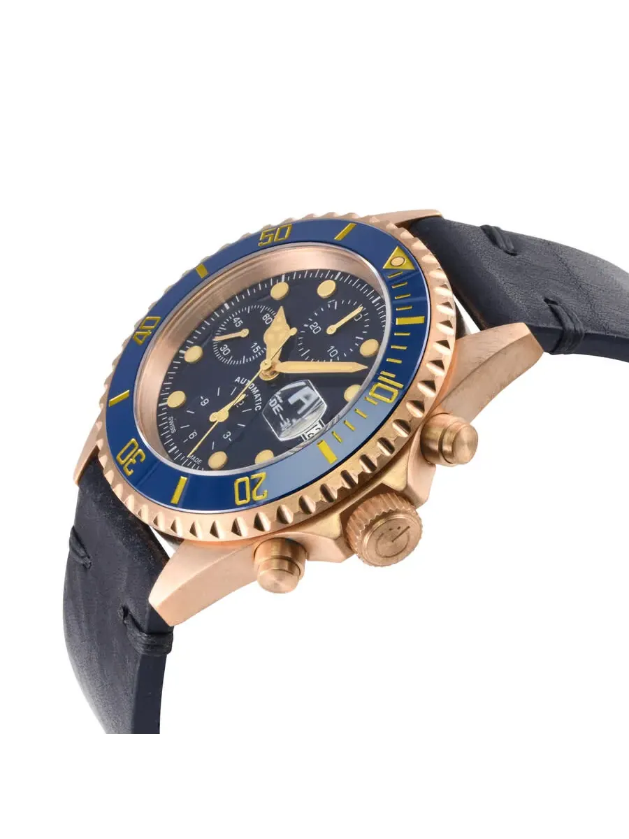 Мужские автоматические часы Gevril Wallstreet Chronograph с синим циферблатом, модель 4160 — изображение 3 из 3