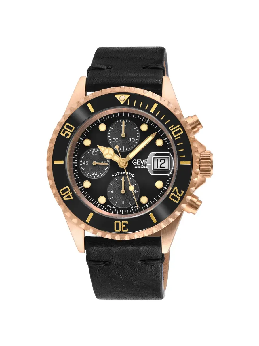 Мужские часы Gevril Wallstreet Chronograph с черным циферблатом 4167