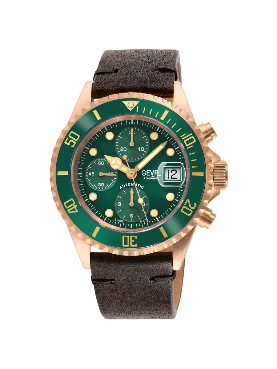 Мужские часы Gevril Wallstreet Chronograph с зеленым циферблатом 4166