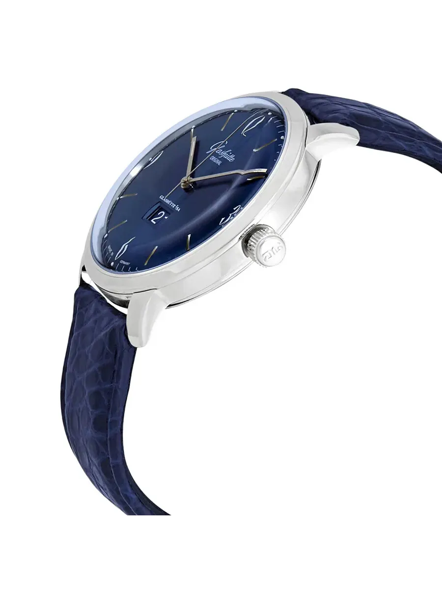Мужские часы Glashütte Sixties Panorama Date Automatic с синим циферблатом 2-39-47-06-02-04 Glashutte Original