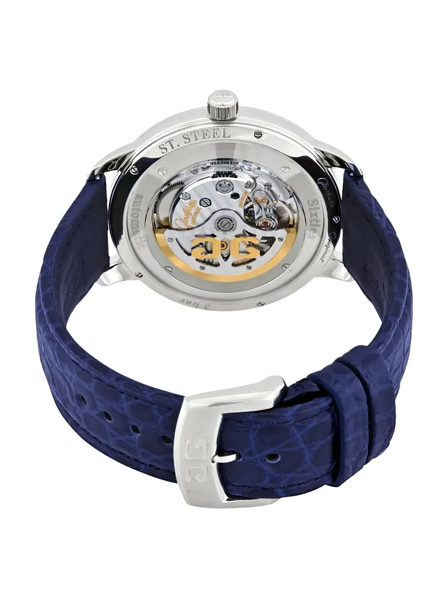 Мужские часы Glashütte Sixties Panorama Date Automatic с синим циферблатом 2-39-47-06-02-04 Glashutte Original