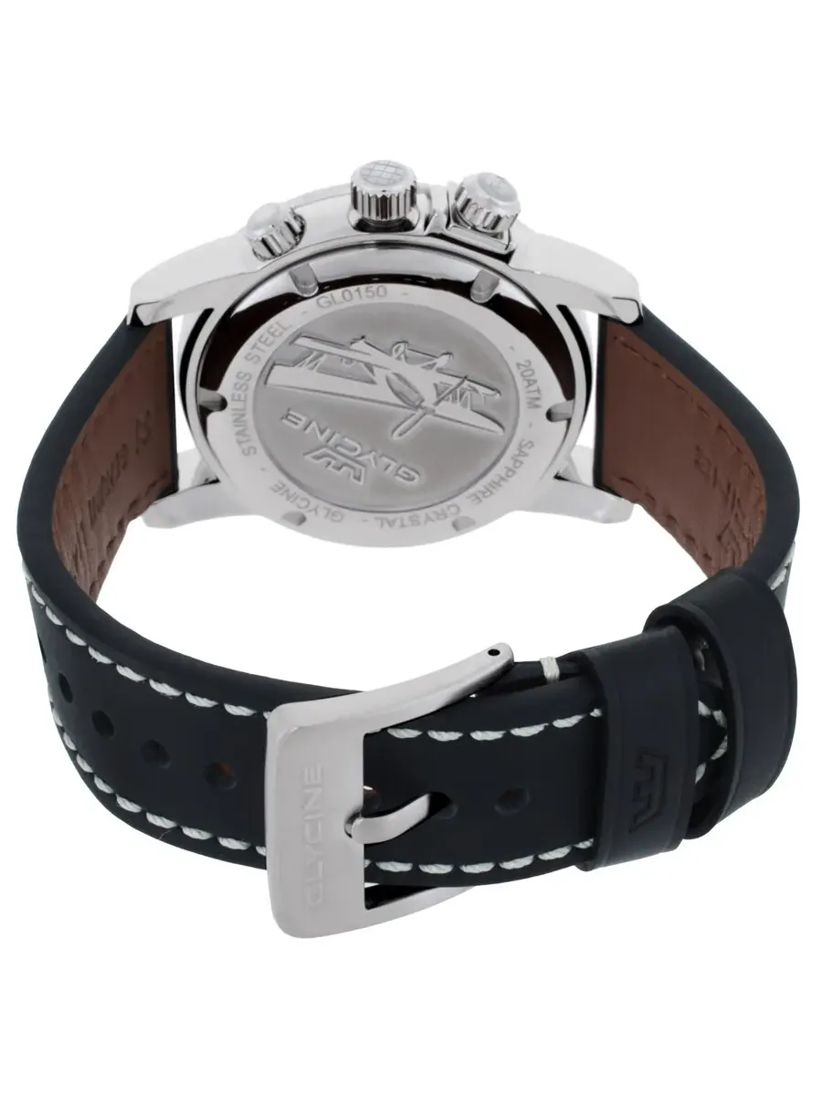 Мужские часы Glycine Airman Contemporary GMT Quartz с черным циферблатом GL0150 — изображение 3 из 3, оттенок серебряный