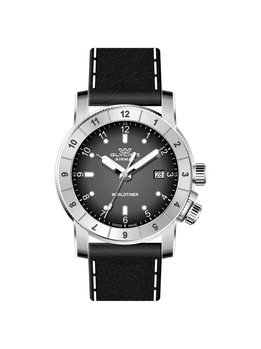Часы для мужчин Glycine Airman Contemporary Worldtimer Quartz с черным циферблатом GL1023 — изображение 4 из 4