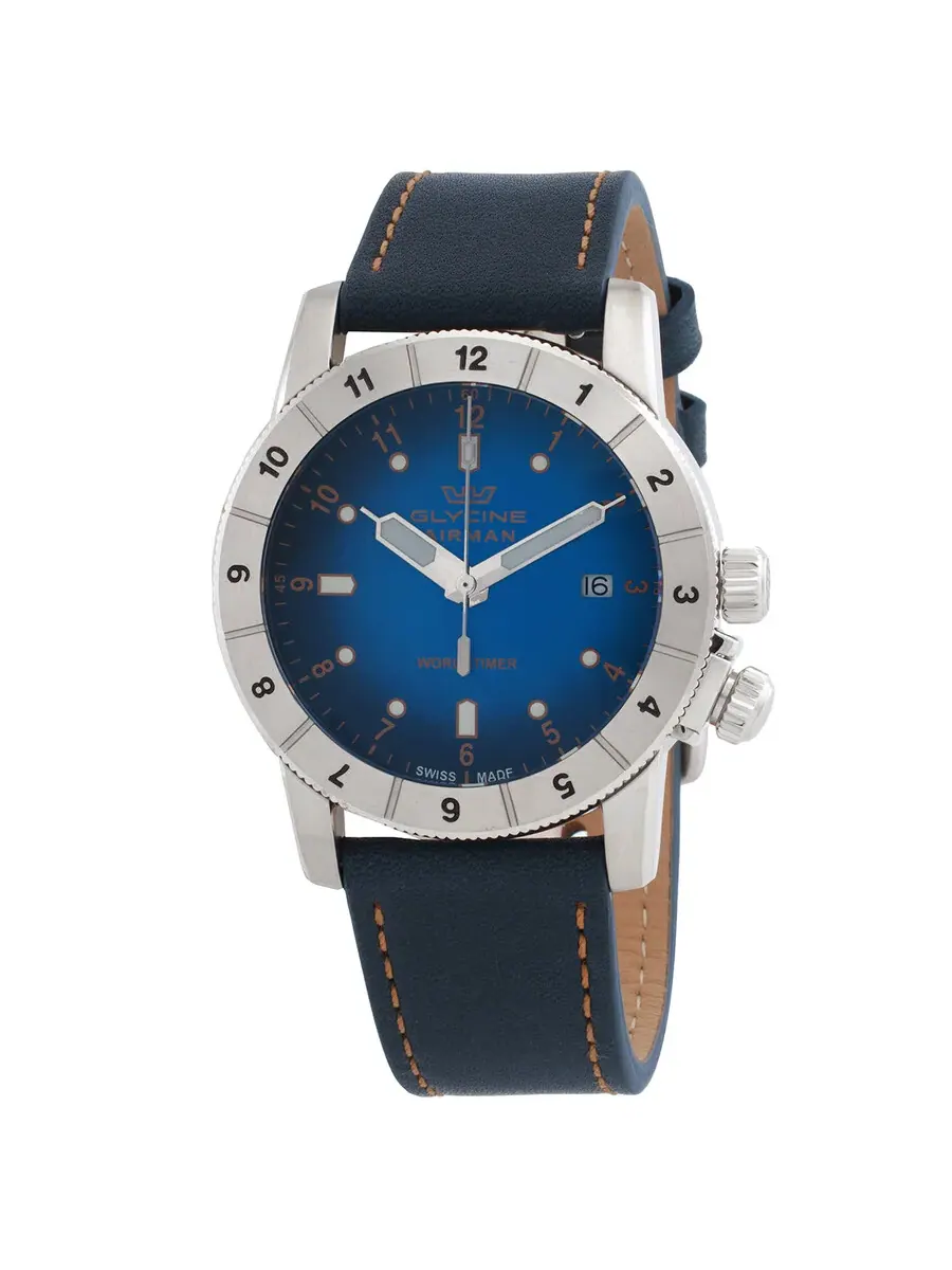 Часы для мужчин Glycine Airman Contemporary Worldtimer Quartz с синим циферблатом GL1022