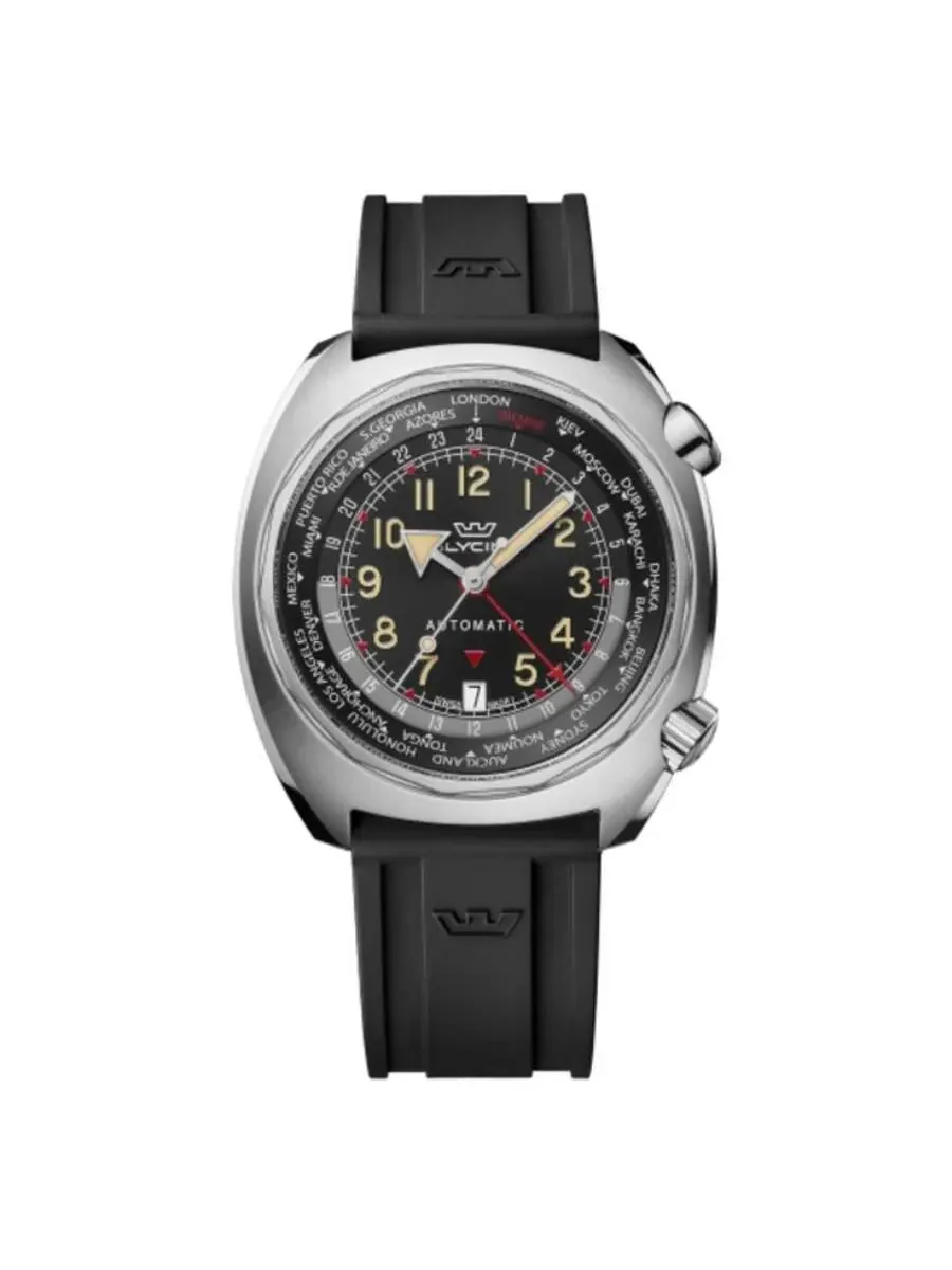 Мужские механические часы Glycine Airman SST GMT с черным циферблатом GL0312 — серебристый