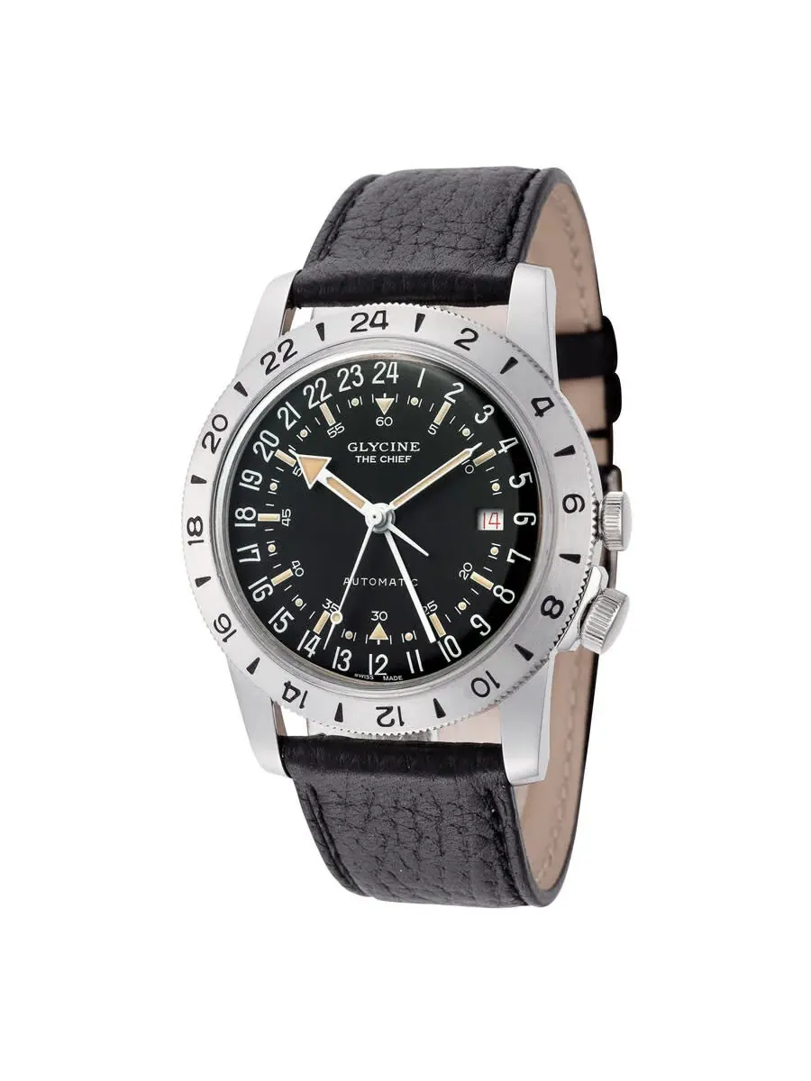 Glycine Airman Vintage The Chief Автоматические Унисекс Часы с Черным Циферблатом GL0465