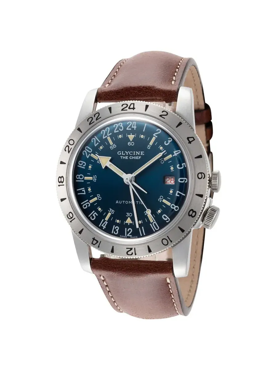 Мужские автоматические часы Glycine Airman Vintage The Chief с синим циферблатом GL0306